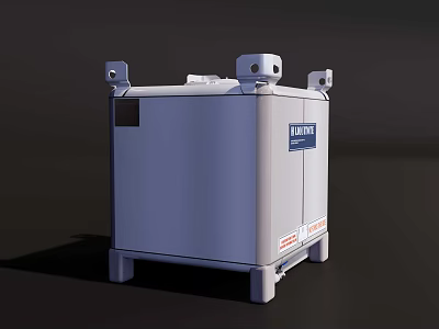 Industrial Equipment With White Cabinet Structure Support Legs Side Label And Top Interface Components 3d model