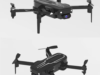 Black Foldable Drone With HD Camera And Four Rotors For Aerial Use 3d model