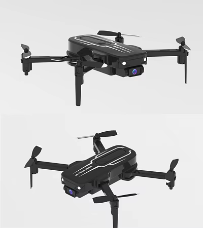 Black Foldable Drone With HD Camera And Four Rotors For Aerial Use 3d model Black Foldable Drone With HD Camera And Four Rotors For Aerial Use 3d model
