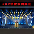 College Award Ceremony Stage With Person Standing And Bright Stage Lights
