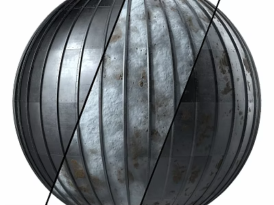 Metallic Sphere With Striped Design Textured Surface Divided Sections Worn Patches 3d model