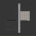 Brick Architectural Structure With Central Opening And Metal Bracket Supported Wooden Panel