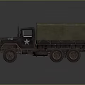 Vintage Six Wheel Military Truck With Canvas Covered Cargo Bed And Star Emblem