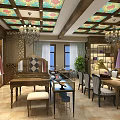 Shopping Mall Clothing Store Interior With Display Racks Decorative Ceiling Chandelier And Mirror Table