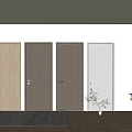 Modern swing door bedroom door single door wooden door 3d model