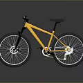 Golden Frame Mountain Bike With Black Handlebar Large Wheels White Rims And Reflective Ground