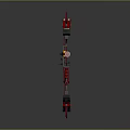 Red And Black Compound Bow With Pulley System And Mechanical Grip