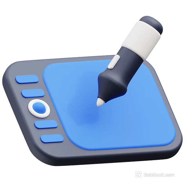 Smart Machine Digital Drawing Tablet With Stylus Pen And Blue Working Surface 3d model