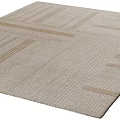 Square Area Rug In Neutral Tones With Geometric Stripes And Textured Design