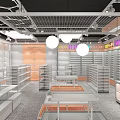 Modern Retail Store Interior Design With Display Shelves Product Stands And Bright Lighting 3d model