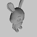 Cute Cartoon Rabbit With Gray Body Pink Ears Blue Eyes Striped Shirt And Blue Overalls