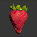 Vibrant Red Strawberry With Green Leaves As Household Item On Black Surface