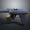 Modern Tactical Pistol with Black Grip Metal Barrel and Magazine Safety Indicator