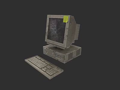 Vintage Retro Desktop Computer With CRT Monitor Keyboard And CPU Tower 3d model