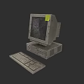 Vintage Retro Desktop Computer With CRT Monitor Keyboard And CPU Tower