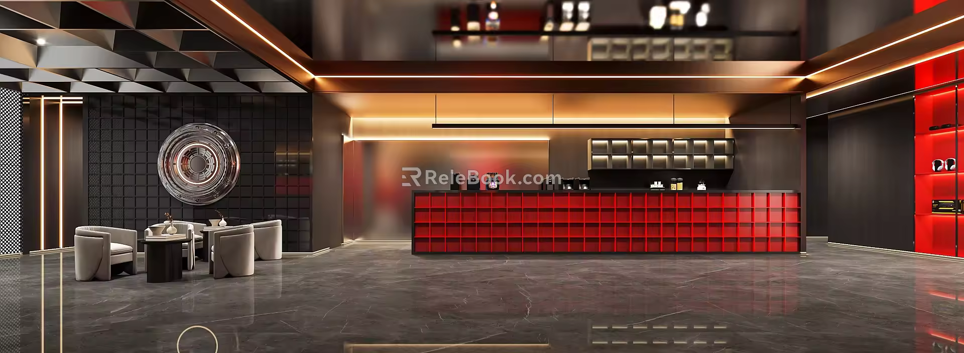 Modern Internet Cafe Front Desk 3d model