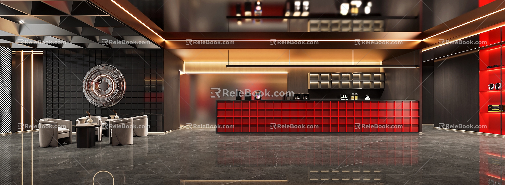 Modern Internet Cafe Front Desk 3d model