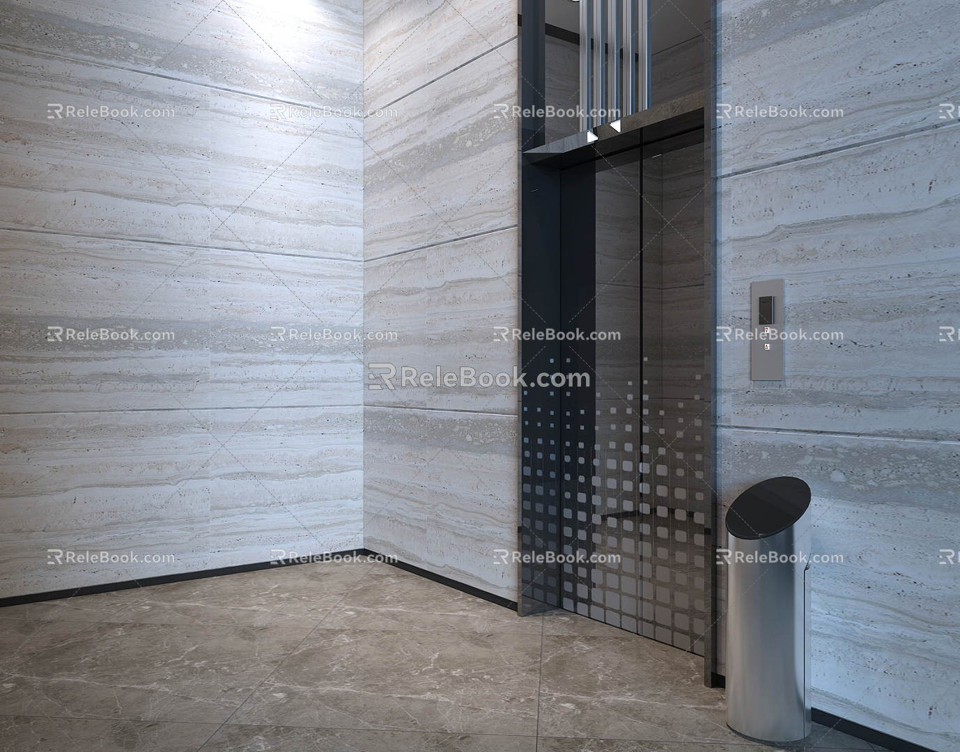 Elevator entrance of modern elevator hall 3d model