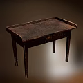 Vintage Old Wooden Table With Worn Tabletop And Sturdy Legs Design