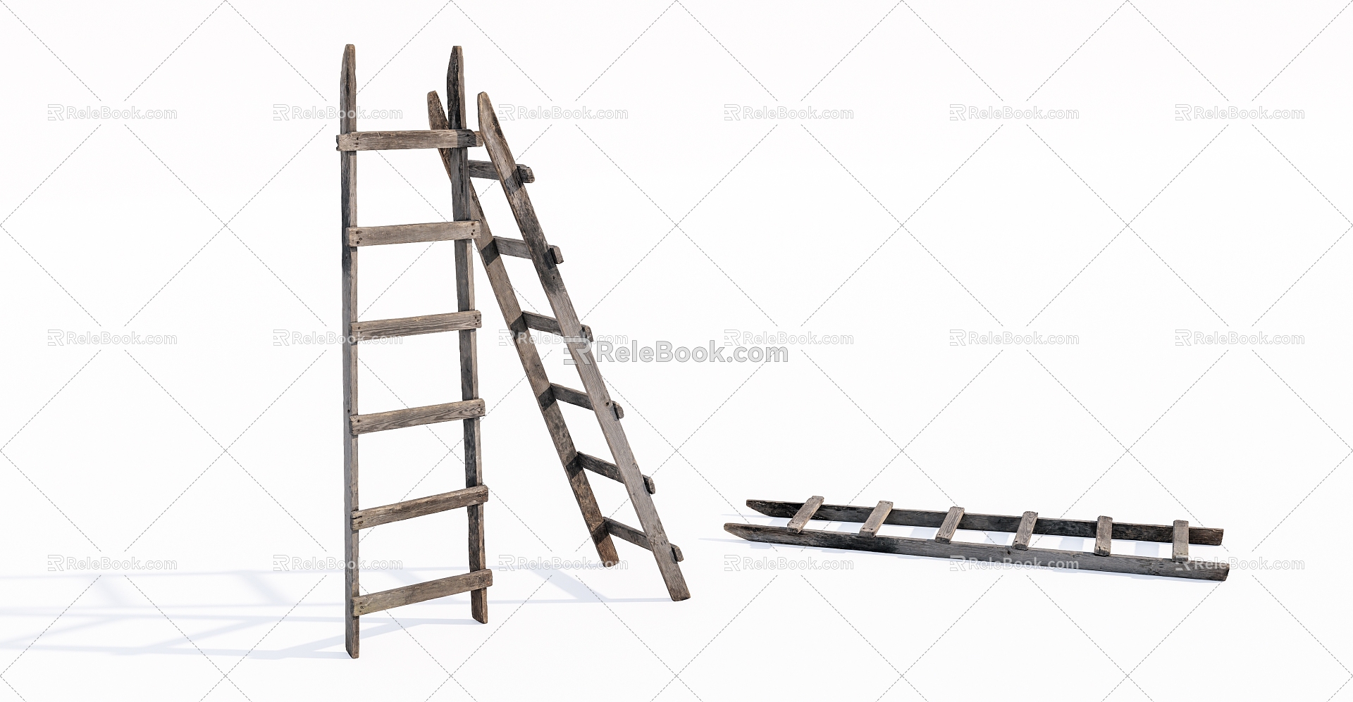 Modern Ladder Old Wooden Ladder 3d model