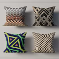 Decorative Throw Pillows With Diverse Geometric Patterns And Vibrant Colors 3d model