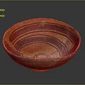 Traditional Earthenware Bowl With Orange Red Stripes For Daily Living