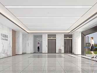 modern elevator hall 3d model