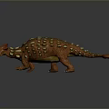 Ankylosaurus Prehistoric Reptile With Orange Red Body And Yellow Bony Plates