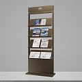 Sturdy Metal Magazine Rack With Multiple Shelves Holding Assorted Magazines 3d model