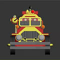 Electric Toy Fire Truck with Red and Yellow Design and Playful Wheels