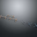 Multiple Metal Cross Shaped Brackets In Gold And Silver Color Arranged On Dark Background