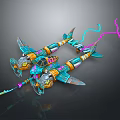Futuristic Colorful Spaceship Design With Propellers And Vibrant Cosmic Trails