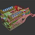 Detailed Industrial Engine Equipment Model Featuring Cylinders Cables Pipes And Yellow Components