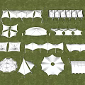 Tensile Membrane Structures with Various Designs and Shapes for Outdoor Grass 3d model