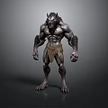 Muscular Furry Werewolf Mythical Creature Standing With Fierce Expression And Tattered Loincloth