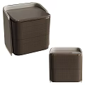 Modern Luxury Brown Textured Nightstand With Gold Metal Trim And Two Spacious Storage Drawers