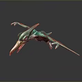 Vibrant Mythical Flying Creature Model With Turquoise Body Red Beak And Extended Wings