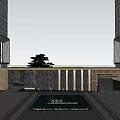 Modern Entrance Gate of Haitang Yuan Residential Complex With Marble Walls And Water Feature