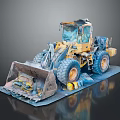Functional Yellow Construction Loader Featuring Large Tires Front Bucket And Tools 3d model