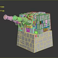 Double Barrel Turret Weapon Model With Detailed Military Base Design