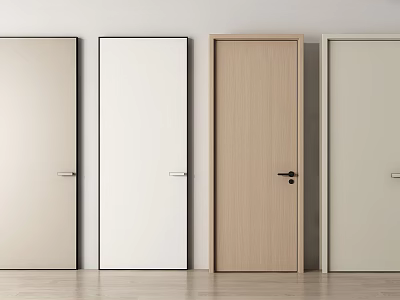 Modern Hinged Interior Doors In Various Colors With Sleek Design And Metal Handles 3d model