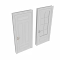 White Hinged Doors With Solid Panel And Glass Panel For Home Interior Design 3d model