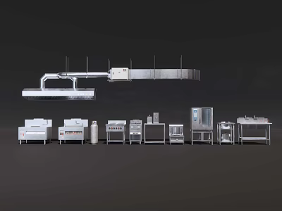 Industrial Production Line Equipment Set With Conveyor And Processing Machines 3d model