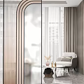Elegant Modern Glass Room Dividers With Geometric Patterns And Interior Decor 3d model