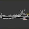 Gray Metallic Model Warship With Antenna Radar And Detailed Hull Design