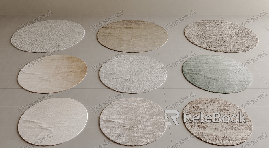 Cream Round Carpet Fabric Carpet Round Carpet Round Carpet Simple Carpet Plain Carpet model