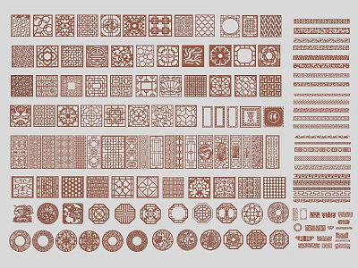 Traditional Decorative Patterns With Various Hollow Out Designs And Shapes 3d model