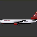 Global Express Airplane Model With White Body Red Tail Detailed