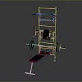Multi functional Fitness Weight Rack With Red Bench Press And Metal Frame