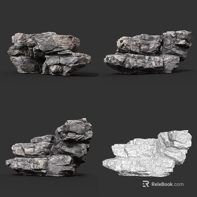 Natural Rock Formations With Rugged Texture And Stacked Structure In Outdoor Scene 3d model